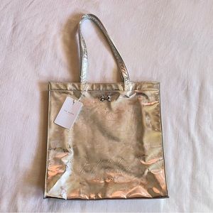Ted Baker NWT Silver Mirrored Large Icon Tote